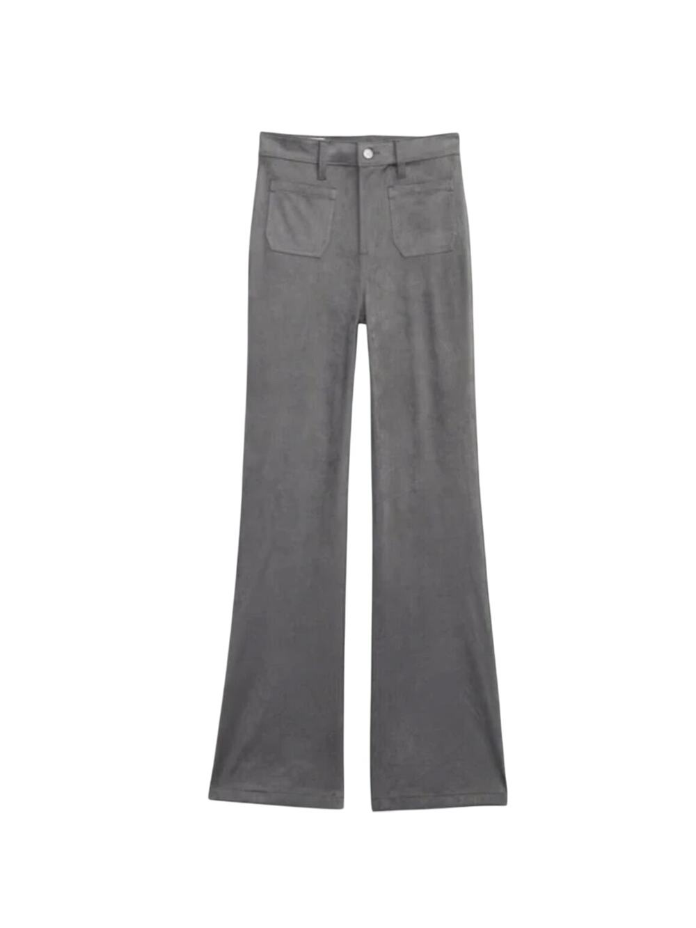 NWT The Gap SZ.26 High Rise Vegan Suede Retro ’70s Flare Jeans Pants Grey